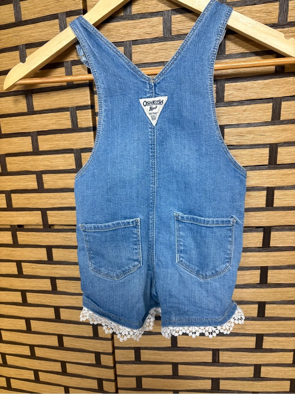 Osh Kosh Denim Shortalls With Lace Hem Size 2T